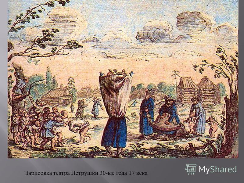 Зарисовка театра Петрушки 30- ые года 17 века