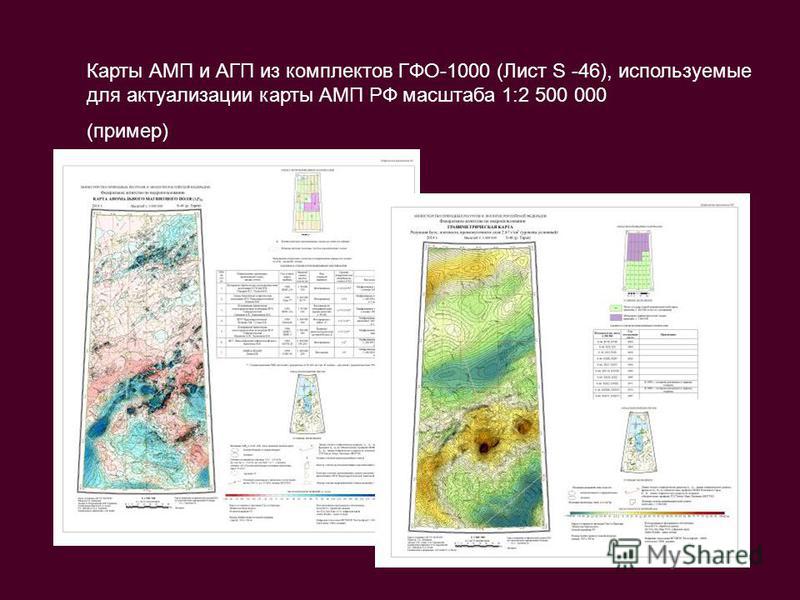Карты АМП и АГП из комплектов ГФО-1000 (Лист S -46), используемые для актуализации карты АМП РФ масштаба 1:2 500 000 (пример)