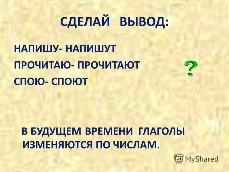 Составить план конспект изменение глаголов будущего времени