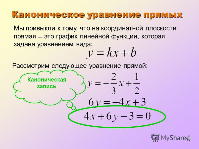Каноническое уравнение как сделать