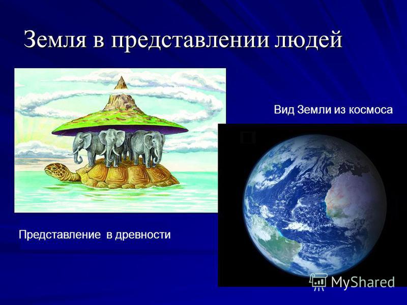 Земля в представлении людей Представление в древности Вид Земли из космоса