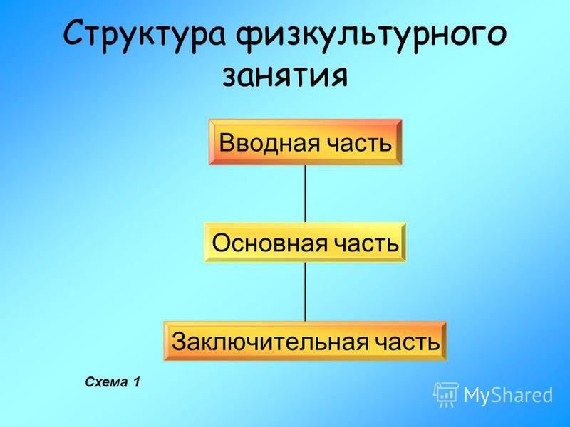 Схема построения физкультурного занятия Схема построения физкультурного занятия