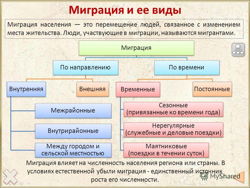 Виды миграции связанные с работой Виды миграции связанные с работой