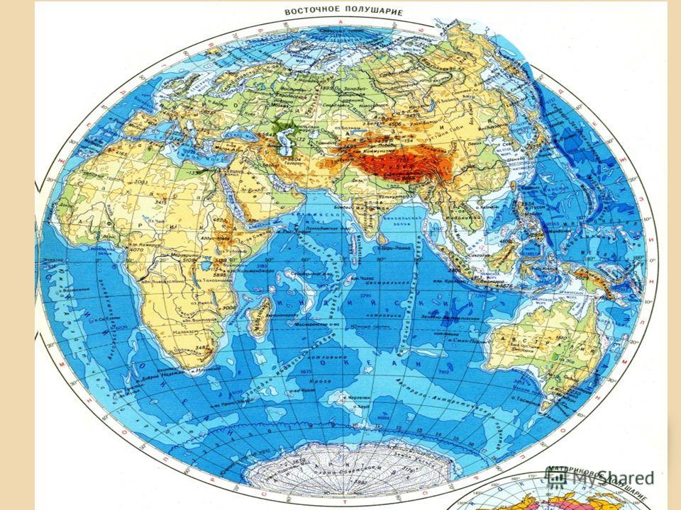 Карта восточного полушария со странами