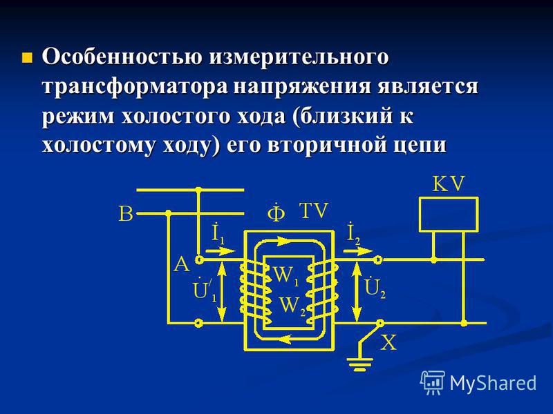 Схема трансформатора в режиме холостого хода Схема трансформатора в режиме холостого хода