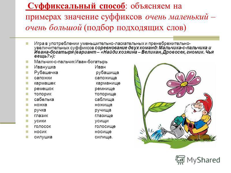 Суффикс есть примеры слов