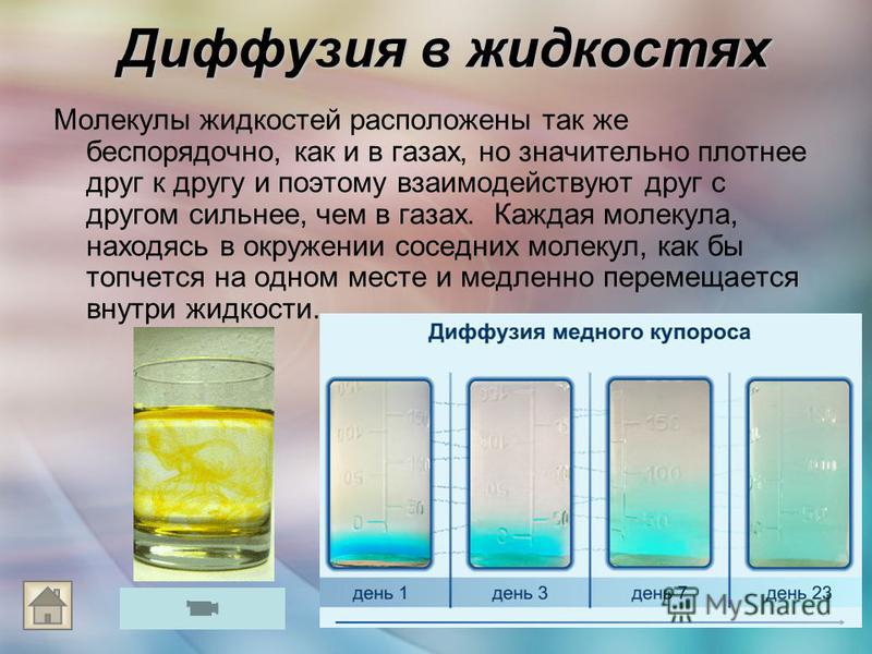 Диффузия в газах, жидкостях и твердых телах.