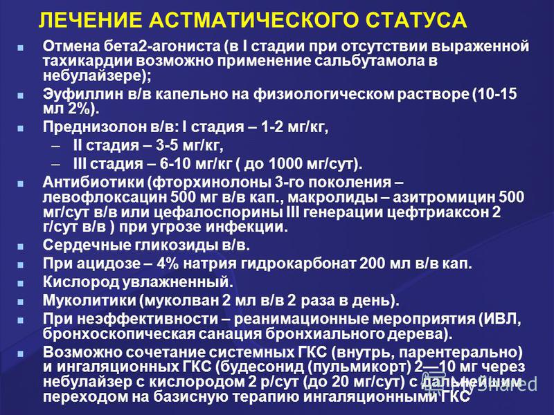 Лечение бронхиального статуса Лечение бронхиального статуса