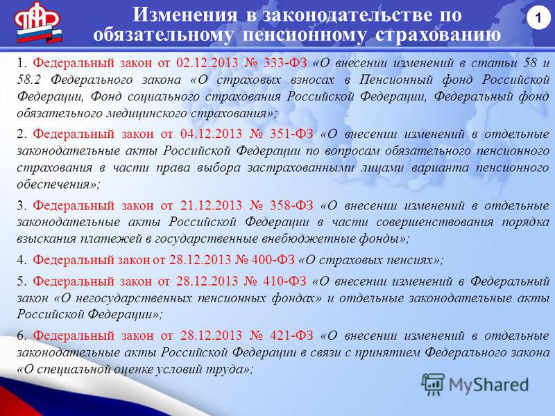 Изменения связаны с принятием федерального закона Изменения связаны с принятием федерального закона