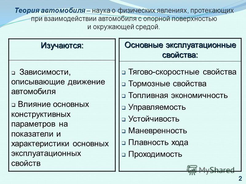 Реферат: Автомобили эксплуатационные свойства