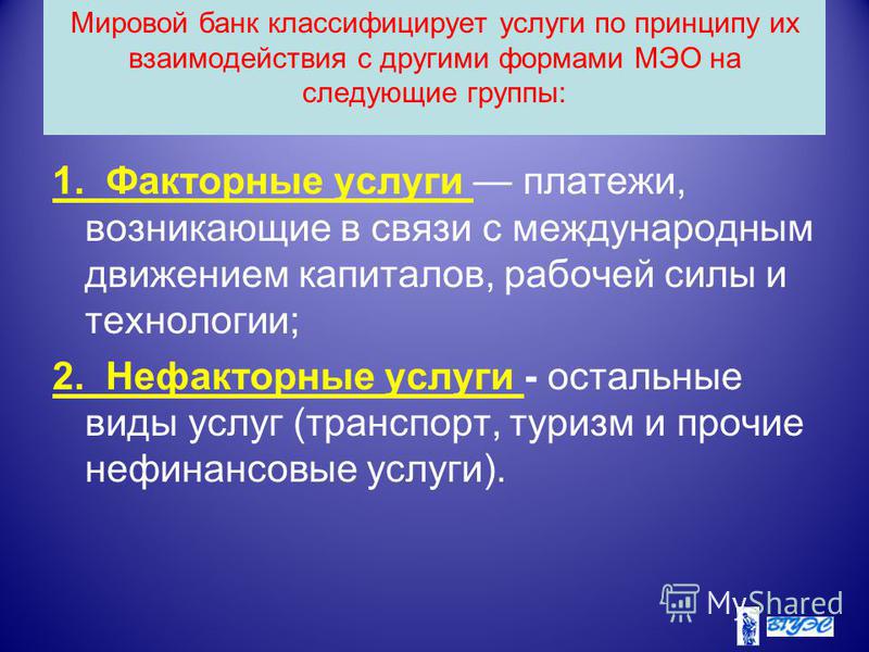 ВИДЫ И ТЕХНОЛОГИИ УСЛУГ ВИДЫ И ТЕХНОЛОГИИ УСЛУГ