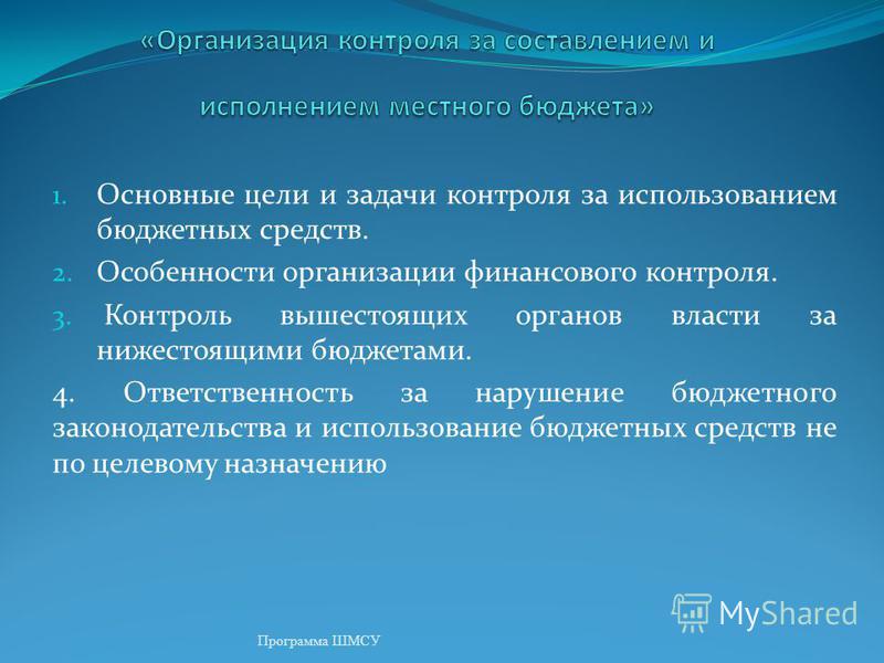 Контрольная работа по теме Контроль за целевым использованием бюджетных средств