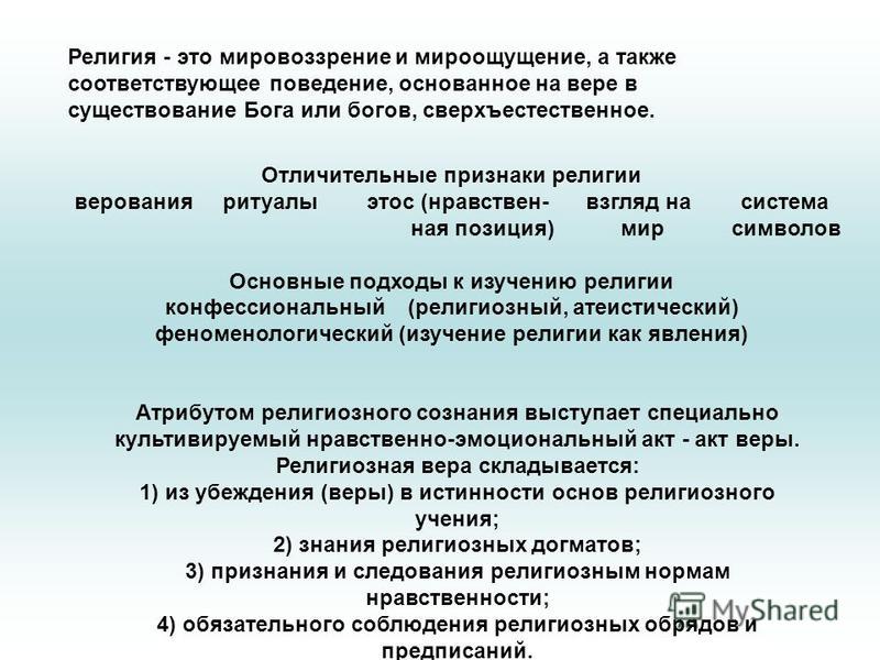 Реферат: Особенности религиозного сознания