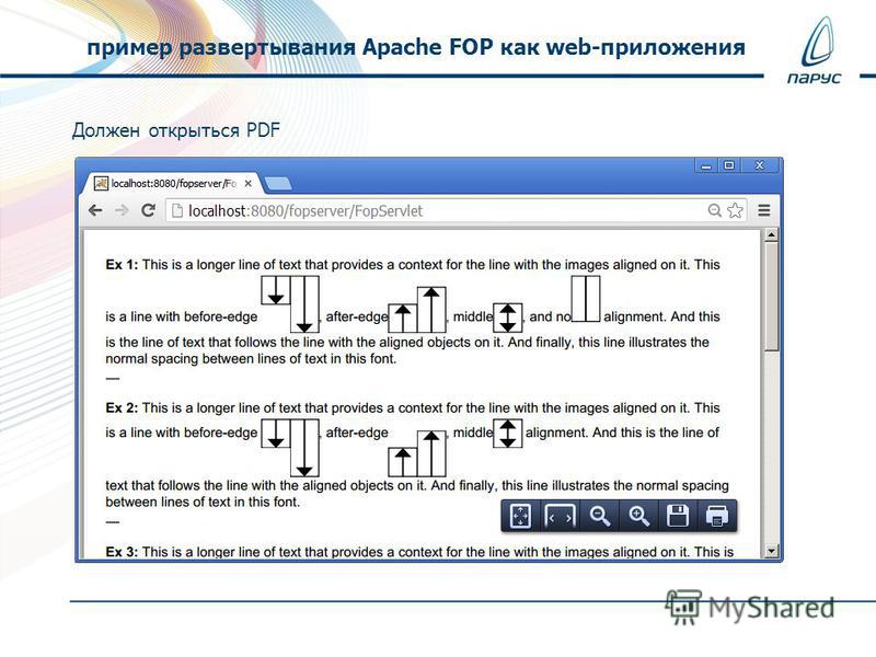 Должен открыться PDF пример развертывания Apache FOP как web-приложения