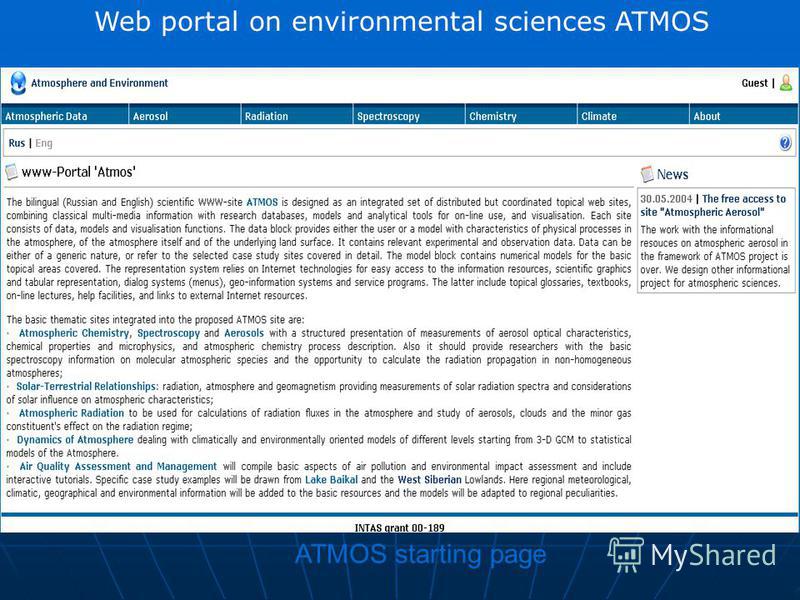 ATMOS starting page Web portal on environmental sciences ATMOS