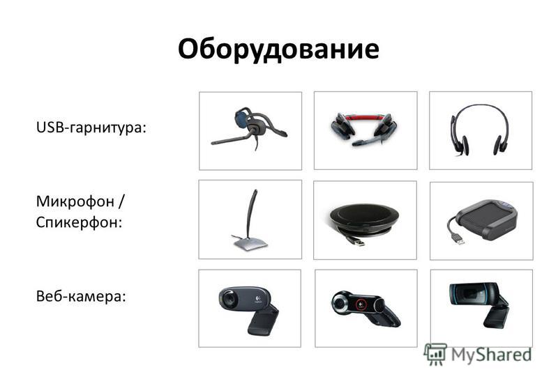Оборудование USB-гарнитура: Микрофон / Спикерфон: Веб-камера: