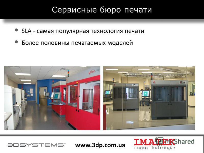 31 www.3dp.com.ua Сервисные бюро печати SLA - самая популярная технология печати Более половины печатаемых моделей