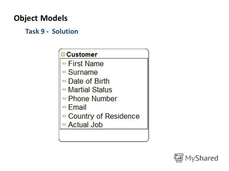 Task 9 - Solution Object Models