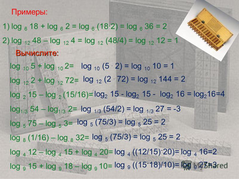 Свойства логарифмов (a ) =a x.yx.y y x a a =a x+yx+y y x a :a =a x - y yx log a (bc) = log a (b/c) = log a b - log a c. log a b + log a c. к log a b = log a b = к log a b1/к