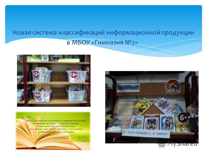 Новая система классификаций информационной продукции в МБОУ «Гимназия 2»