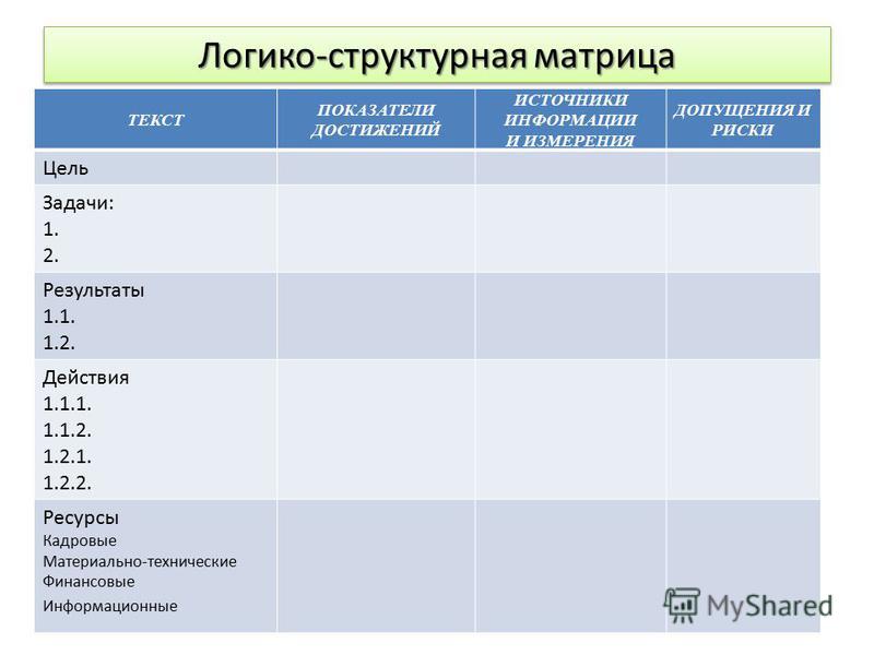 Логико структурная матрица проекта