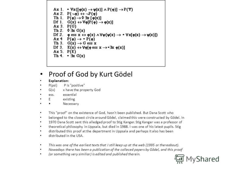 Proof of God by Kurt Gödel Explanation: P(psi) P is 