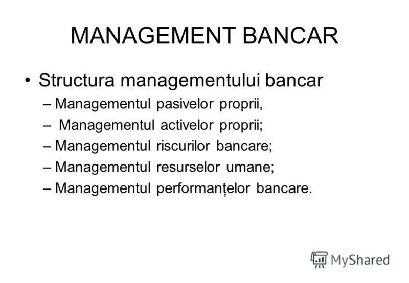 Managment bancar