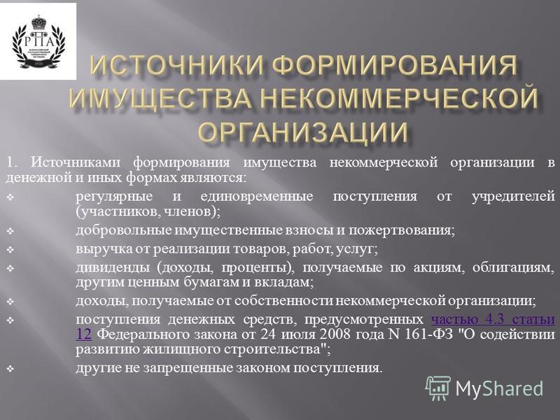 Источники формирования имущества организации презентация