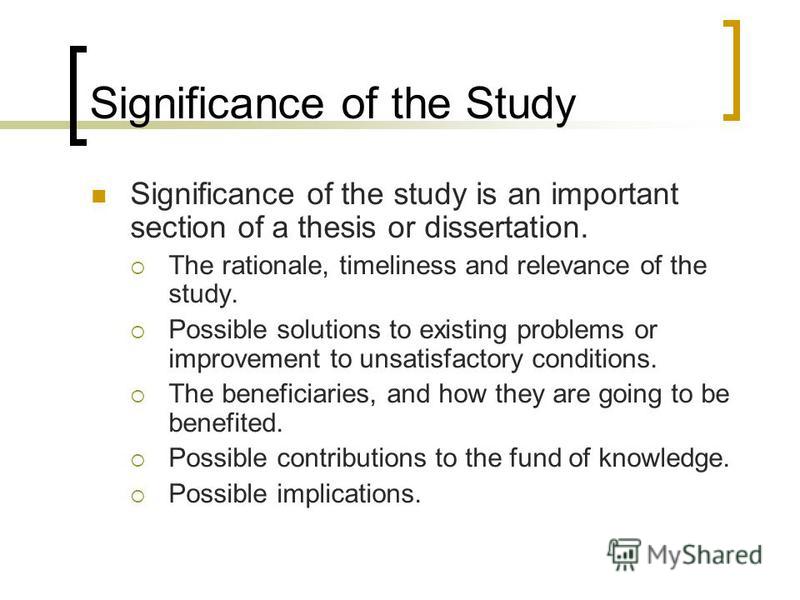 significance of the study