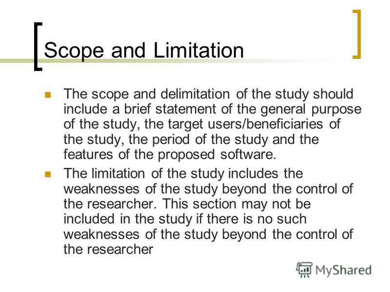 Scope, limitations, and delimitations