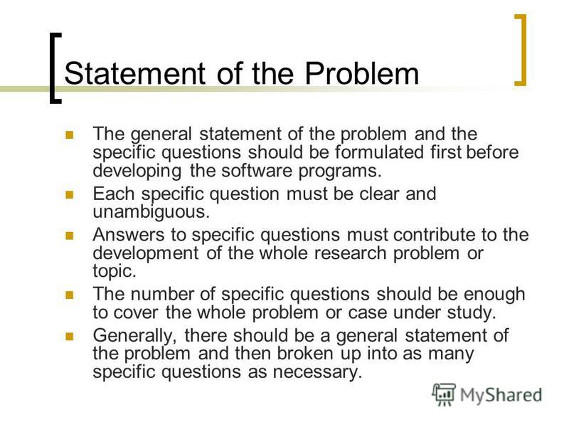 Dissertation proposal statement of the problem