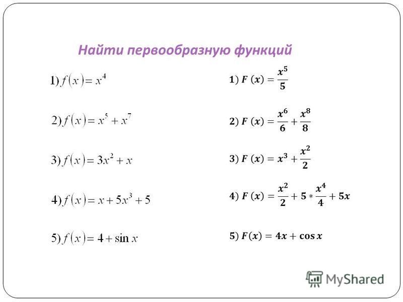 Презентация на тему первообразная