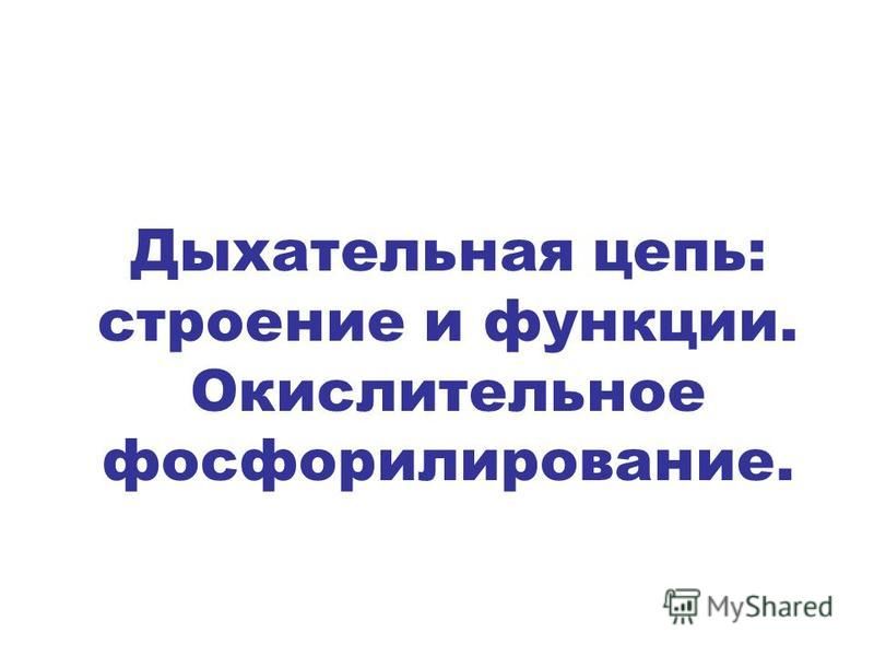 А. Компоненты дыхательной цепи / Биохимия