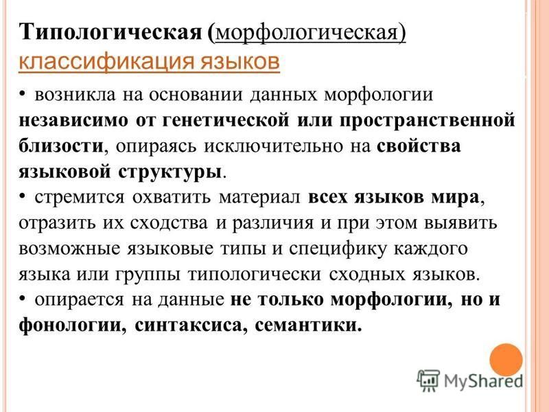 Типологическая классификация языков примеры