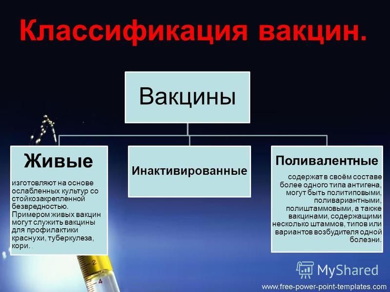 Современные классификации вакцин: живые, инактивированные, молекулярные, химичес