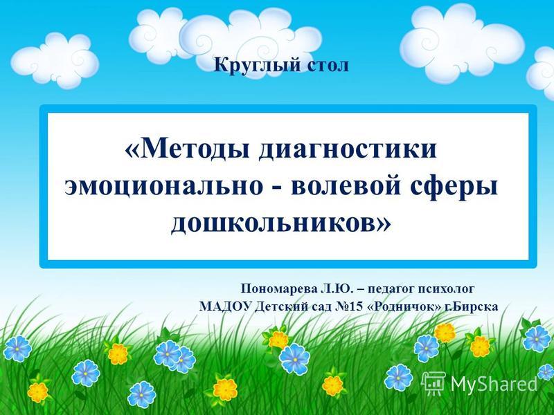Диагностика эмоционально-волевой сферы БДОУ "Детский сад присмотра и оздоровлени