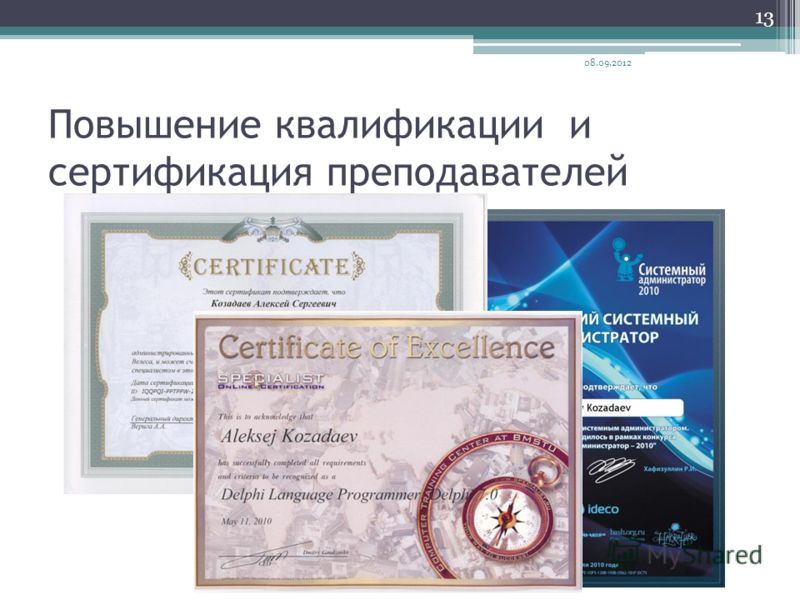 Повышение квалификации и сертификация преподавателей 08.09.2012 13