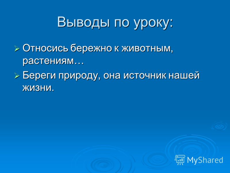Выводы по уроку: Относись бережно к животным, растениям… Относись бережно к животным, растениям… Береги природу, она источник нашей жизни. Береги прир