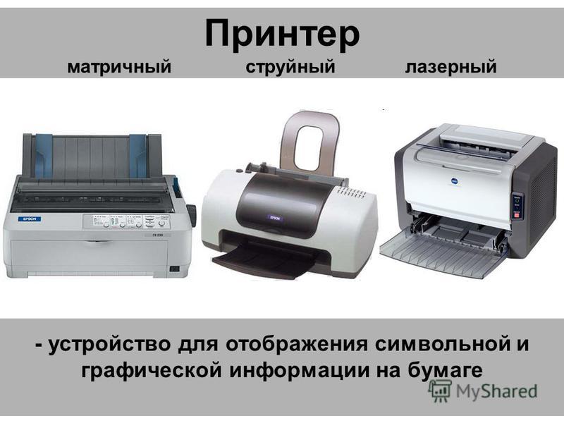 Принтер матричный струйный лазерный - устройство для отображения символьной и графической информации на бумаге