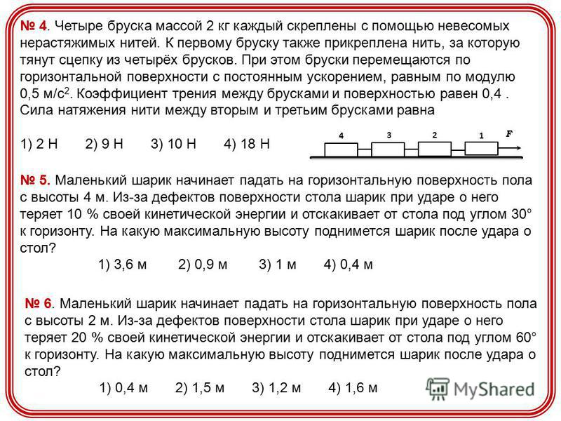 Четыре одинаковых связанные невесомыми нитями Четыре одинаковых связанные невесомыми нитями