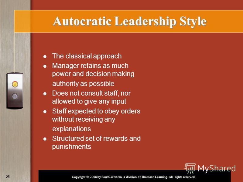 essay on autocratic leadership This current research investigates the impact of autocratic and democratic leadership style on job satisfaction in leadership styles (autocratic and democratic). essay on autocratic leadership This current research investigates the impact of autocratic and democratic leadership style on job satisfaction in leadership styles (autocratic and democratic).