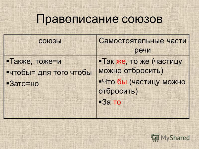 Как можно заменить союз также