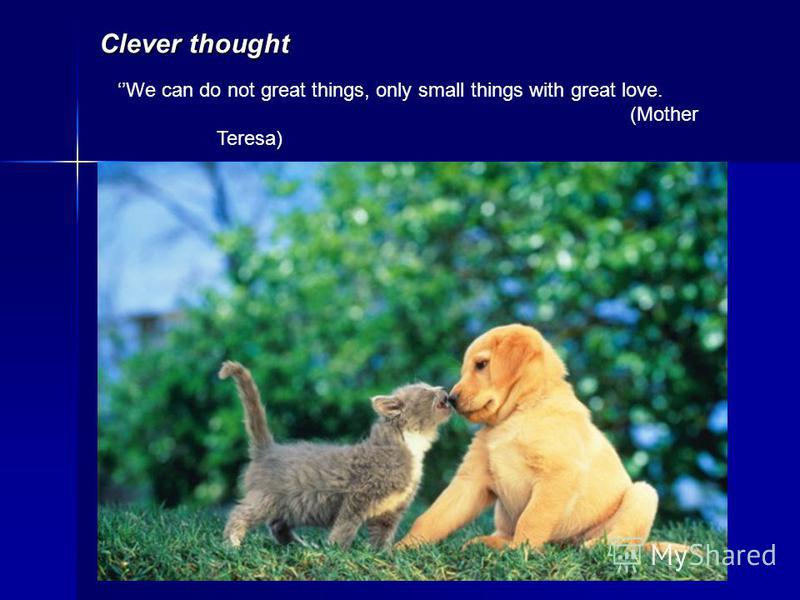 Clever thought We can do not great things, only small things with great love. (Mother Teresa)