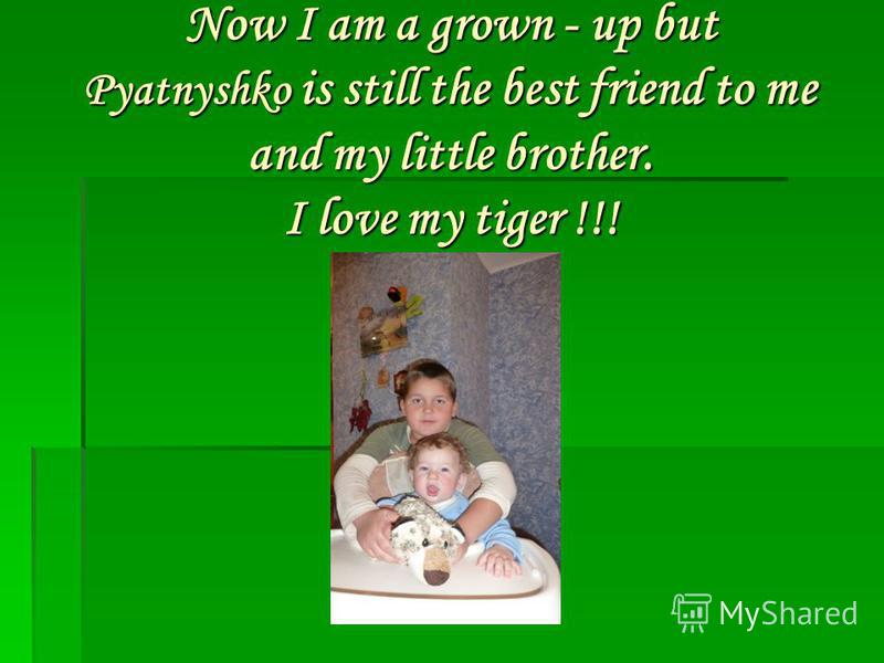 Now I am a grown - up but Pyatnyshko is still the best friend to me and my little brother. I love my tiger !!!