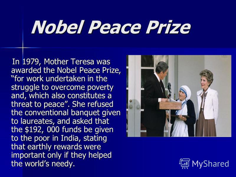 NOBEL PEACE FOR TERESA Day! Envius Thoughts