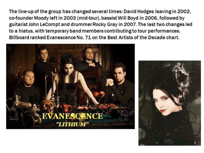 The line-up of the group has changed several times: David Hodges leaving in 2002, co-founder Moody left in 2003 (mid-tour), bassist Will Boyd in 2006, followed by guitarist John LeCompt and drummer Rocky Gray in 2007. The last two changes led to a hi