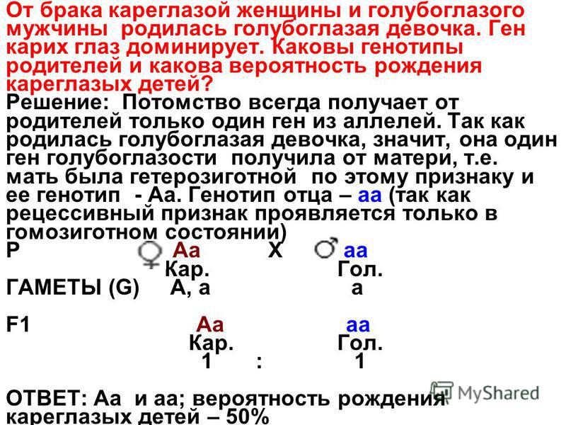 Отношения кареглазой и голубоглазого мужчины Отношения кареглазой и голубоглазого мужчины