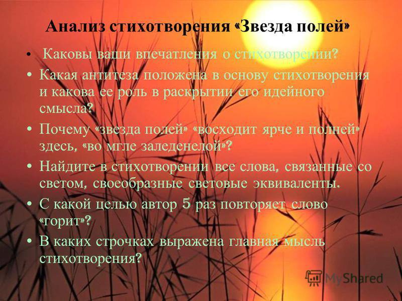 Звёзда полей стих Звёзда полей стих