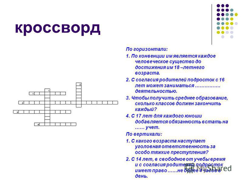 Кроссворд по психологии
