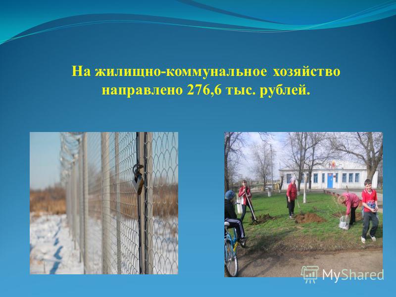 На жилищно-коммунальное хозяйство направлено 276,6 тыс. рублей.